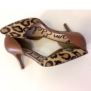 Sam Edelman Delilah Leopard Cow Hair D'Orsay Heels Mob Wife Statement Shoes Sz 8